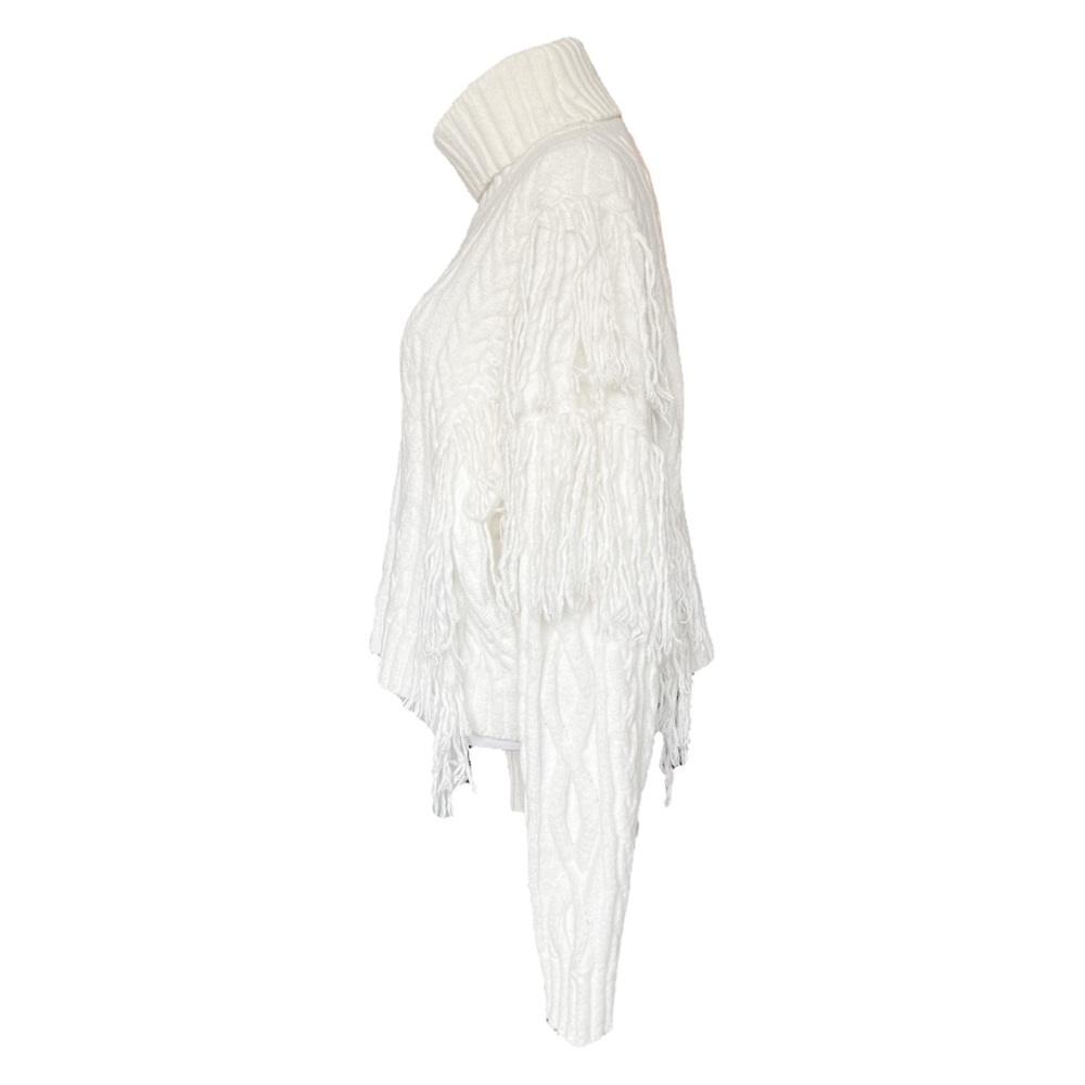 Ronny Kobo Maram Fringed Cableknit Turtleneck Sweater Women’s XL - Picture 9 of 11